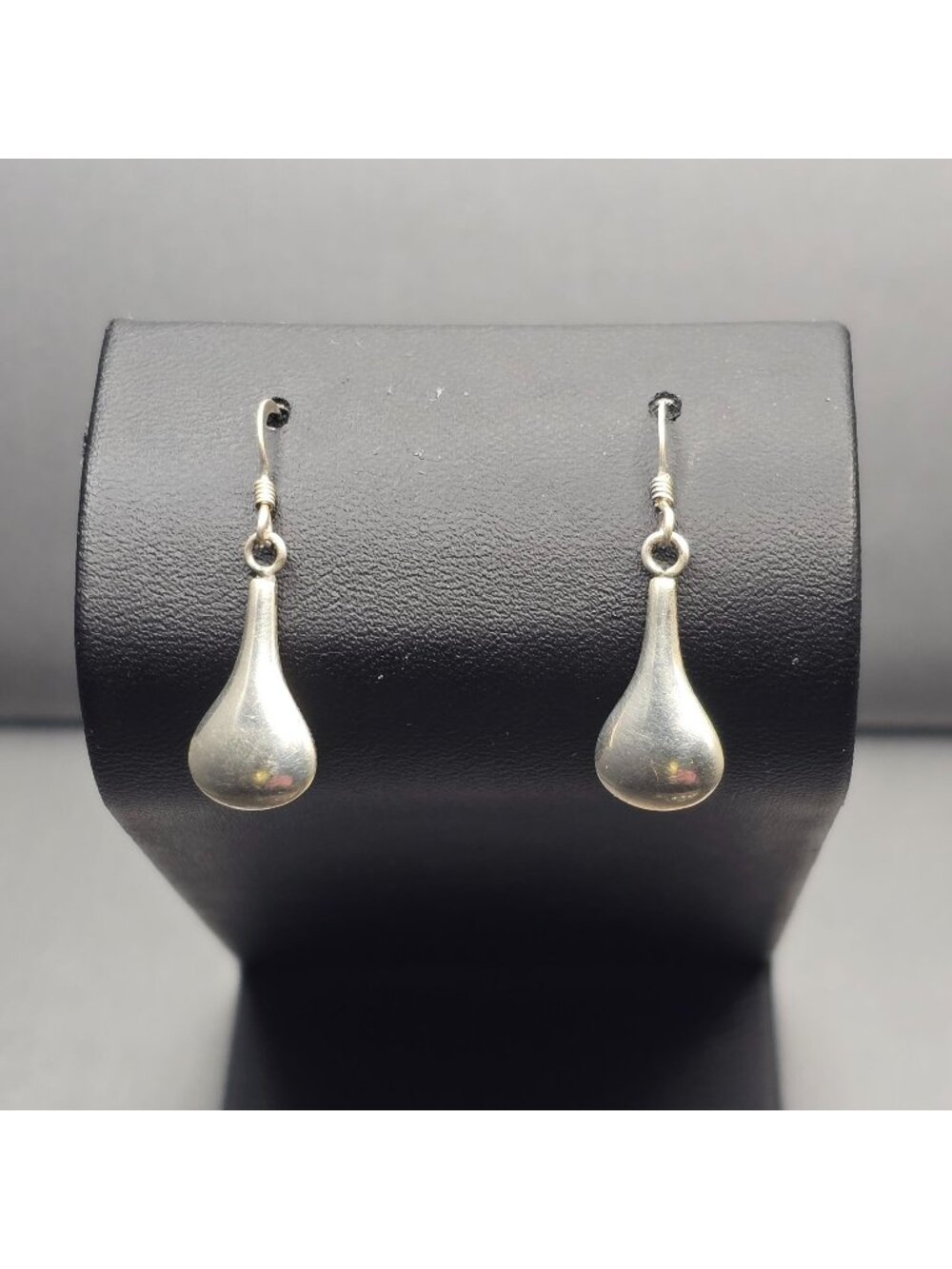 Vintage Sterling Silver Puffy Teardrop Dangle Earrings 1.25" Signed TMA